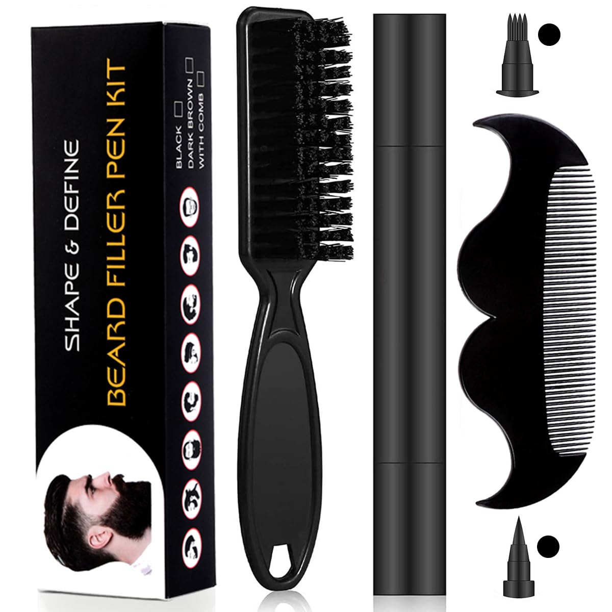 MAYCREATE Barber Beard Pencil Filler for Men Dual Tip 2 in 1 Beard Pencil with Comb & Brush for Beard Styling, Sweat Proof Beard Pencil Filler Mustache Kit for Men Beard, Mustache, Eyebrows (dark) MAYCREATE Barber Beard Pencil Filler for Men Dual Tip 2 in 1 Beard Pencil with Comb & Brush for Beard Styling, Sweat Proof Beard Pencil Filler Mustache Kit for Men Beard, Mustache, Eyebrows (dark)